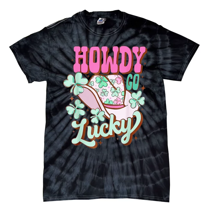 Howdy Go Lucky Cow Western St Patricks Day Irish Tie-Dye T-Shirt