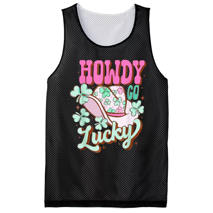 Howdy Go Lucky Cow Western St Patricks Day Irish Shamrock Mesh Reversible Basketball Jersey Tank