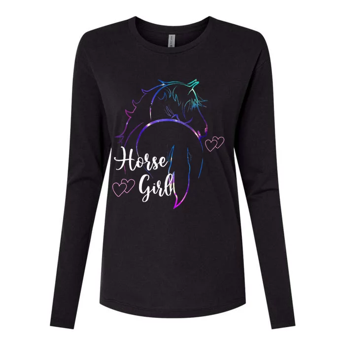 Horse Girl Love Horses Riding Horseback Riding Kids Women Womens Cotton Relaxed Long Sleeve T-Shirt