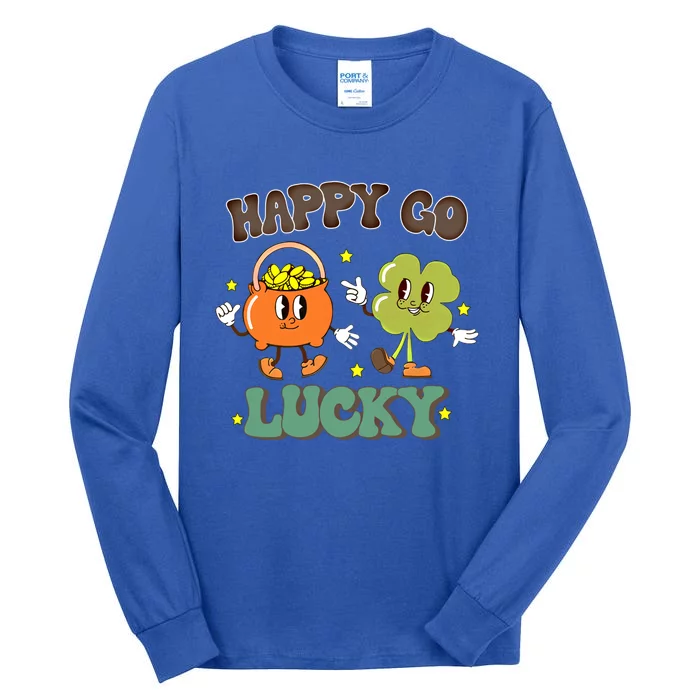 Happy Go Lucky Funny St Patrick Day Groovy Cool Gift Tall Long Sleeve T-Shirt