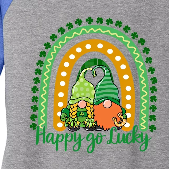 Happy Go Lucky Gnomes St Patrick's Day Gift Women's Tri-Blend 3/4-Sleeve Raglan Shirt