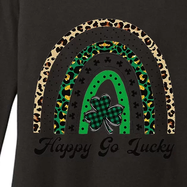 Happy Go Lucky Rainbow Leopard Lucky Saint Patrick's Day Womens CVC Long Sleeve Shirt