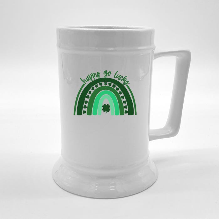 Happy Go Lucky Green Rainbow St Patricks Day Front & Back Beer Stein