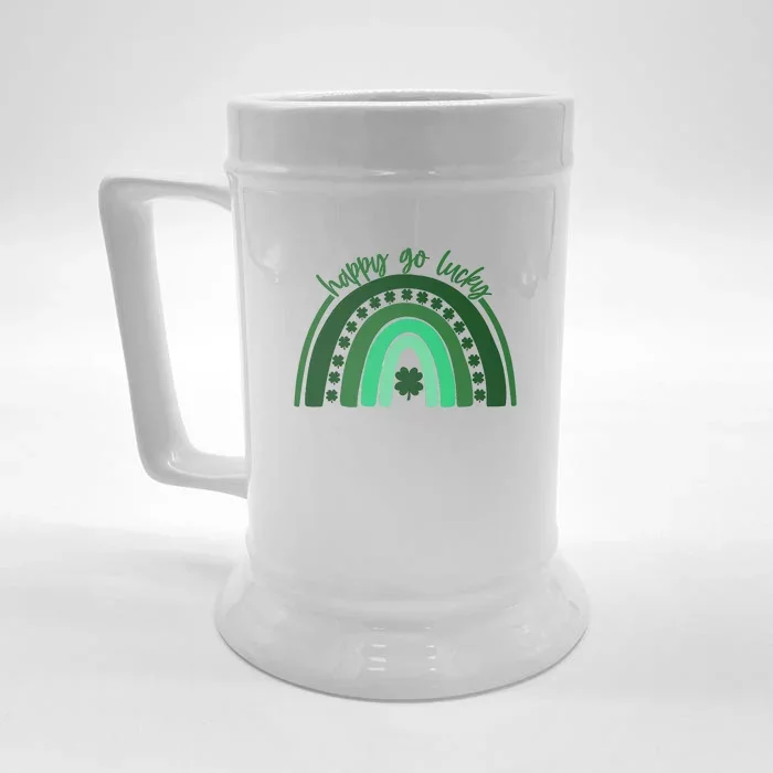 Happy Go Lucky Green Rainbow St Patricks Day Front & Back Beer Stein