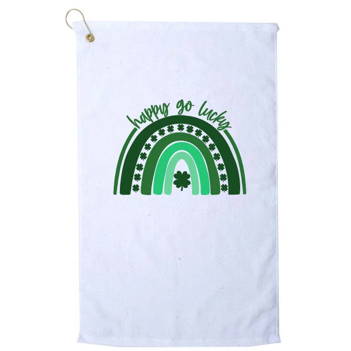 Happy Go Lucky Green Rainbow St Patricks Day Platinum Collection Golf Towel