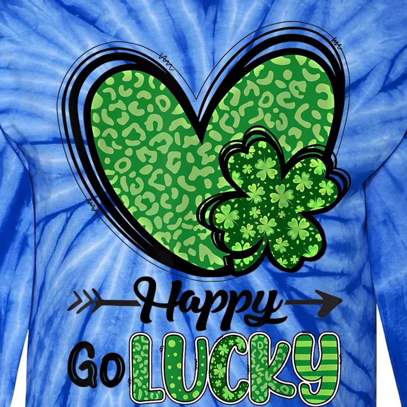 Happy Go Lucky Irish Shamrock St Patrick's Day Gift Tie-Dye Long Sleeve Shirt