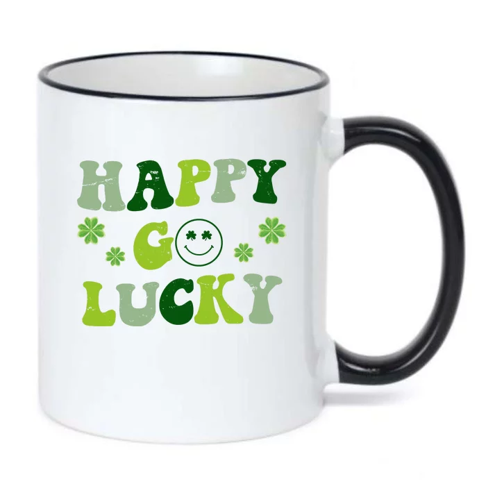 Happy Go Lucky Retro Hippie St Patrick's Day Black Color Changing Mug