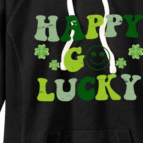 Happy Go Lucky Retro Hippie St Patrick's Day Women's Fleece Hoodie