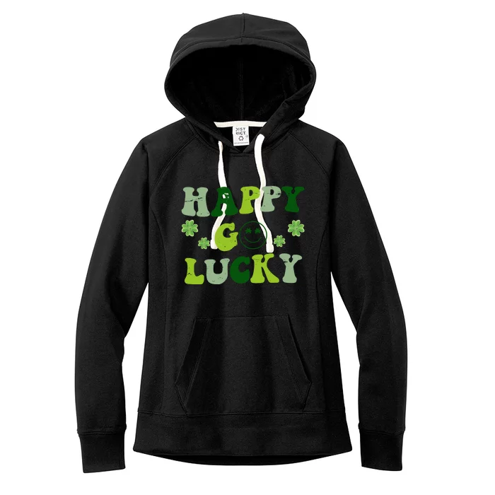 Happy Go Lucky Retro Hippie St Patrick's Day Women's Fleece Hoodie