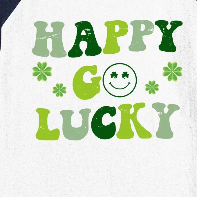 Happy Go Lucky Retro Hippie St Patrick's Day Baseball Sleeve Shirt