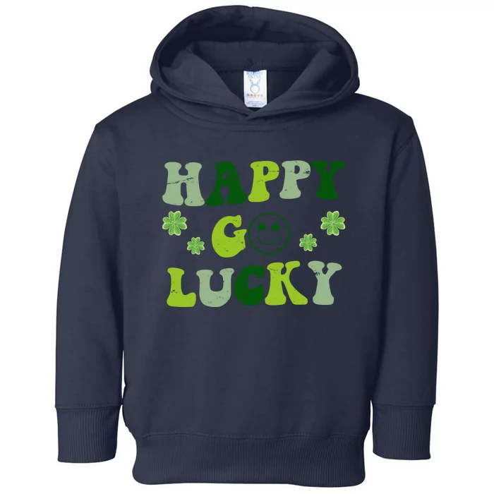 Happy Go Lucky Retro Hippie St Patrick's Day Toddler Hoodie