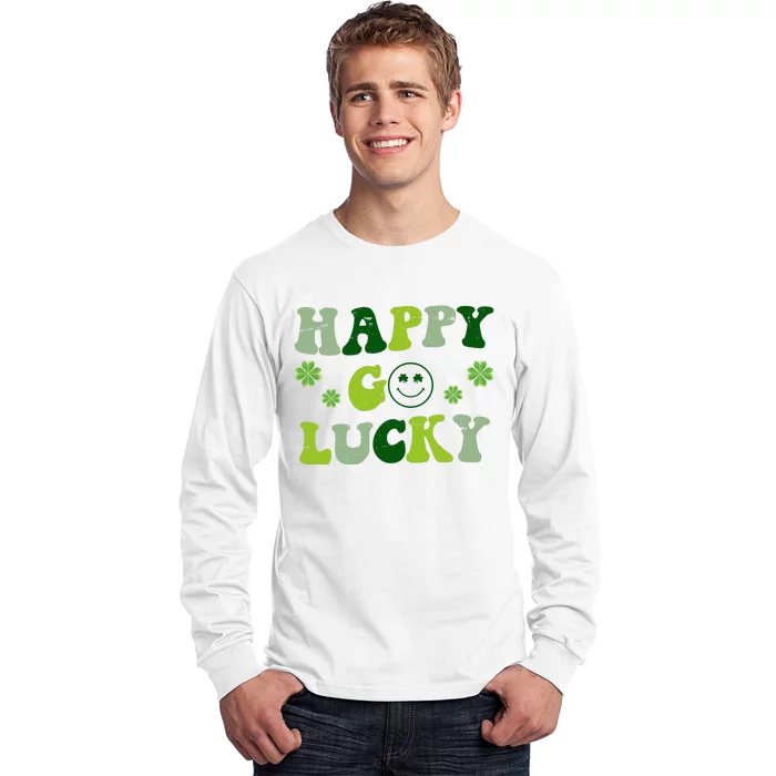 Happy Go Lucky Retro Hippie St Patrick's Day Long Sleeve Shirt