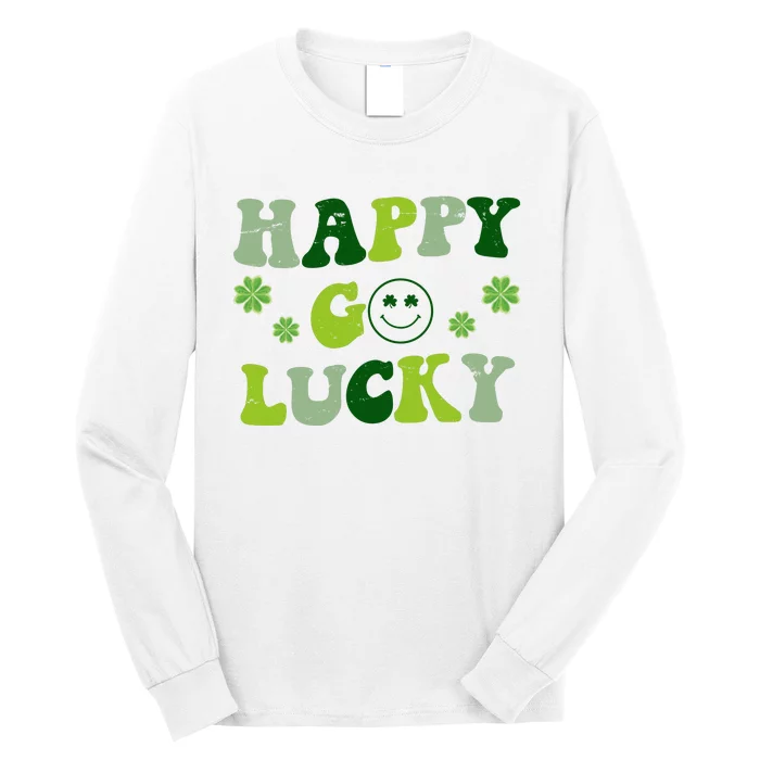 Happy Go Lucky Retro Hippie St Patrick's Day Long Sleeve Shirt