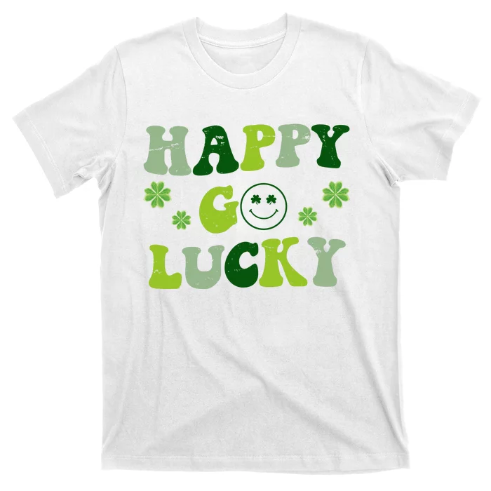 Happy Go Lucky Retro Hippie St Patrick's Day T-Shirt