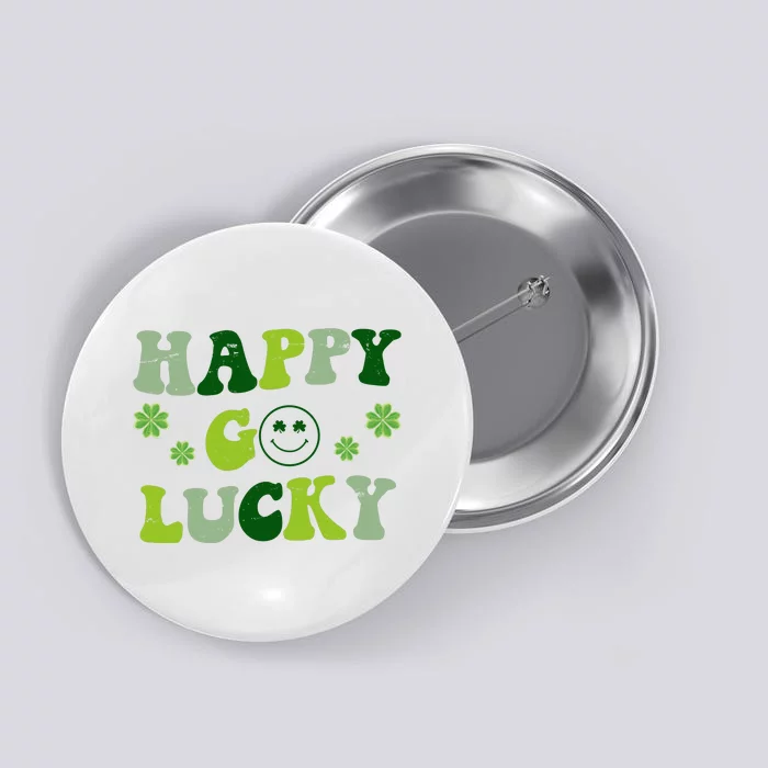 Happy Go Lucky Retro Hippie St Patrick's Day Button