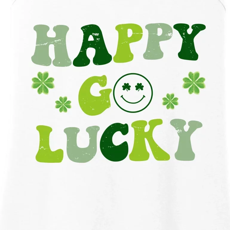 Happy Go Lucky Retro Hippie St Patrick's Day Ladies Essential Tank