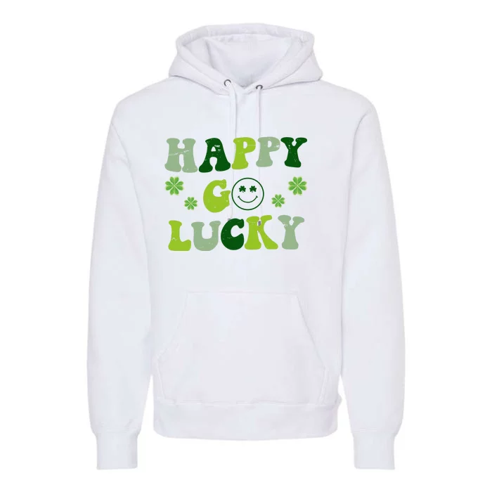 Happy Go Lucky Retro Hippie St Patrick's Day Premium Hoodie