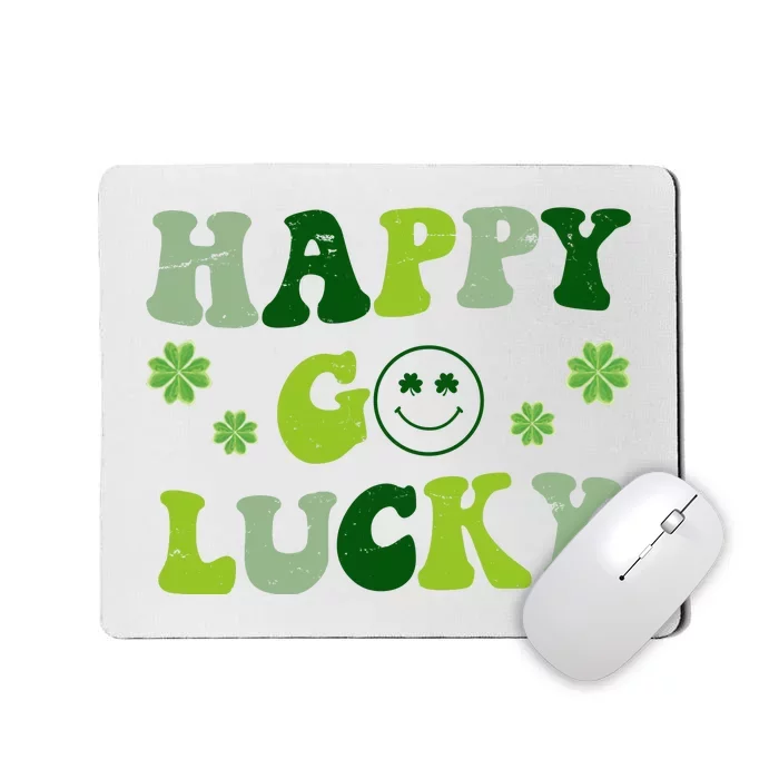 Happy Go Lucky Retro Hippie St Patrick's Day Mousepad