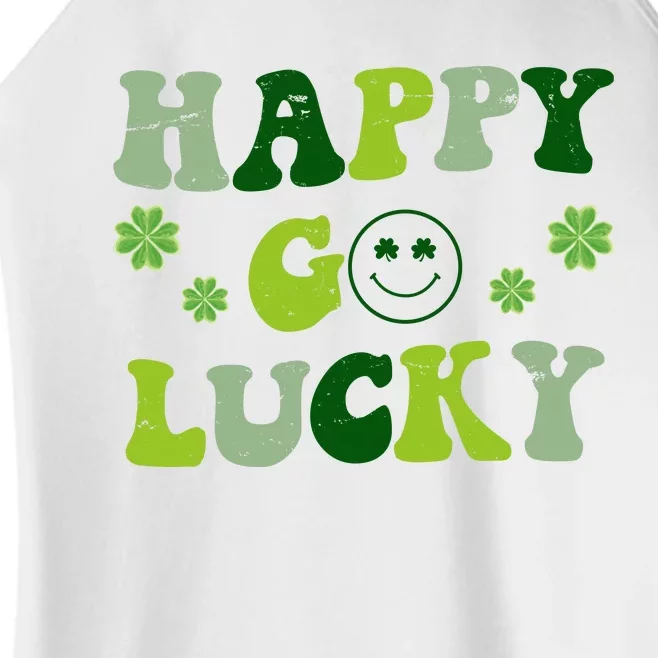 Happy Go Lucky Retro Hippie St Patrick's Day Women’s Perfect Tri Rocker Tank