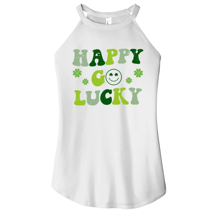 Happy Go Lucky Retro Hippie St Patrick's Day Women’s Perfect Tri Rocker Tank