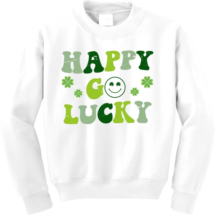 Happy Go Lucky Retro Hippie St Patrick's Day Kids Sweatshirt