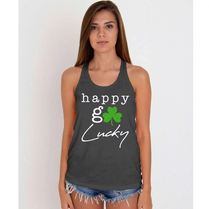 Happy Go Lucky Irish St Paddys Day Women's Knotted Racerback Tank