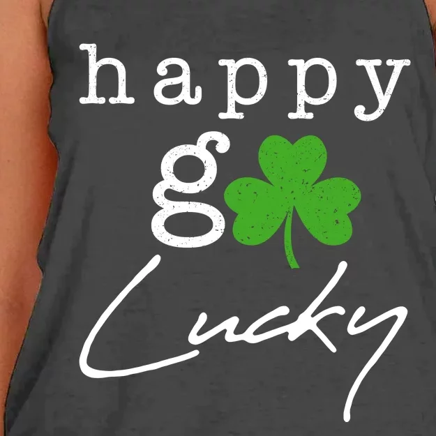 Happy Go Lucky Irish St Paddys Day Women's Knotted Racerback Tank