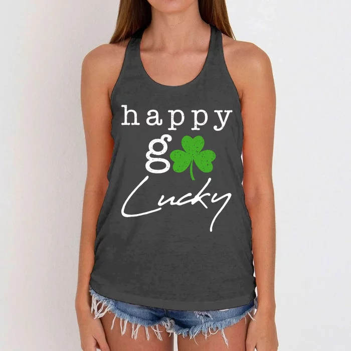 Happy Go Lucky Irish St Paddys Day Women's Knotted Racerback Tank