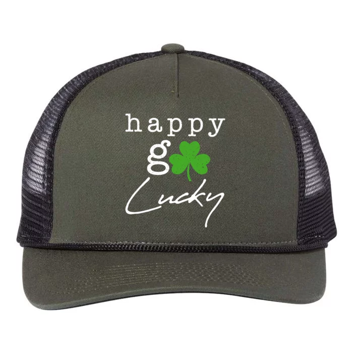 Happy Go Lucky Irish St Paddys Day Retro Rope Trucker Hat Cap