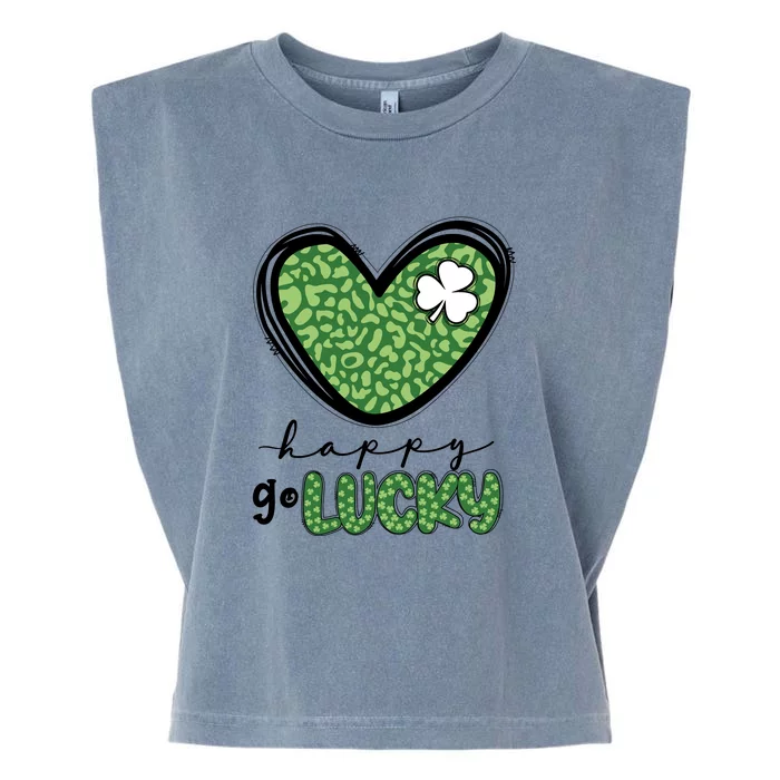 Happy Go Lucky Leopard Heart St Patrick Day Garment-Dyed Women's Muscle Tee