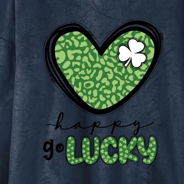 Happy Go Lucky Leopard Heart St Patrick Day Hooded Wearable Blanket