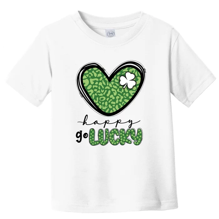 Happy Go Lucky Leopard Heart St Patrick Day Toddler T-Shirt