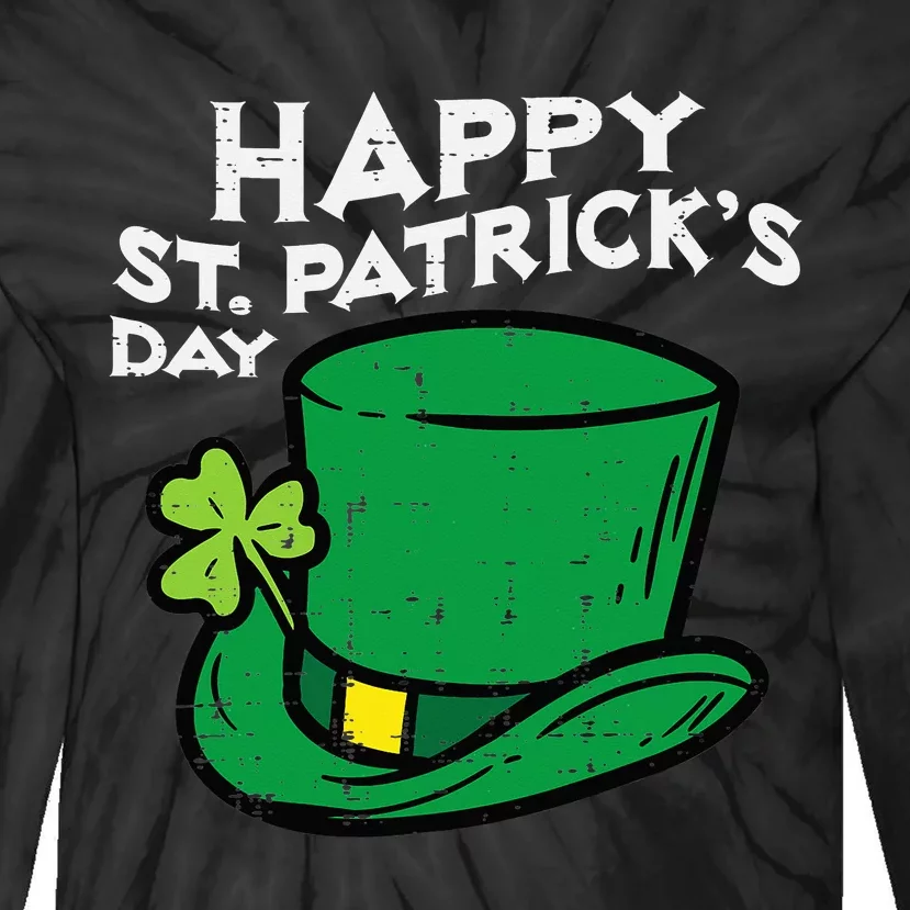 Happy Go Lucky St Patricks Day Leprechaun Hat Tie-Dye Long Sleeve Shirt