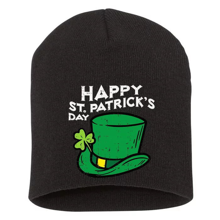 Happy Go Lucky St Patricks Day Leprechaun Hat Short Acrylic Beanie