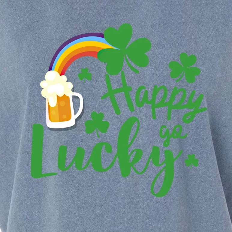 Happy Go Lucky Shamrock Funny St Patrick's Day Meaningful Gift Garment-Dyed Women's Muscle Tee