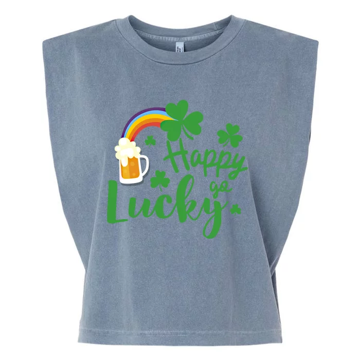 Happy Go Lucky Shamrock Funny St Patrick's Day Meaningful Gift Garment-Dyed Women's Muscle Tee