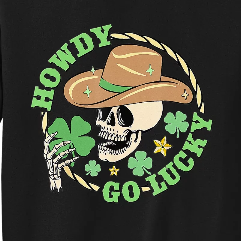 Howdy Go Lucky Cow Skull St Patricks Day Irish Shamrock Sweatshirt