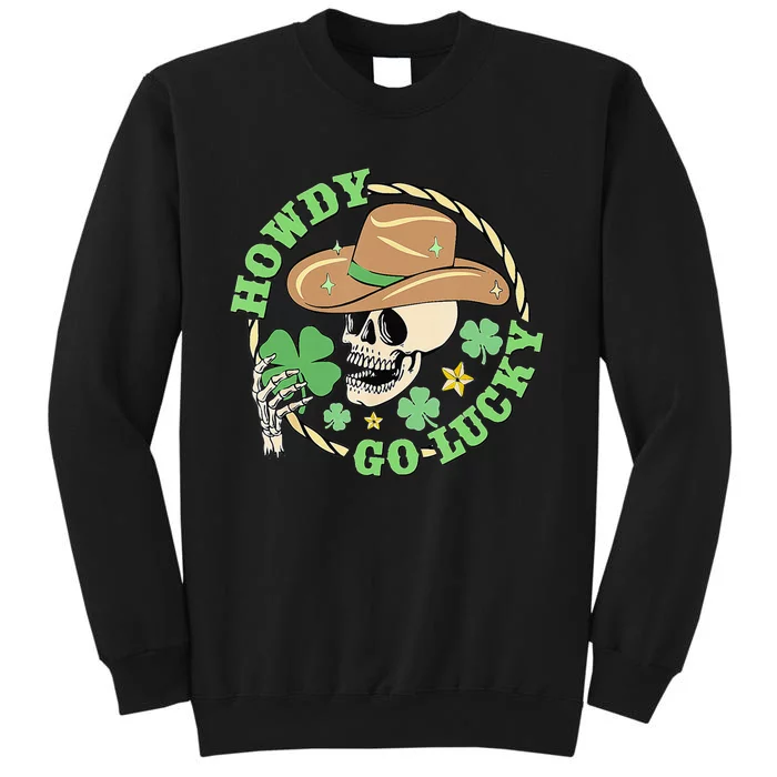 Howdy Go Lucky Cow Skull St Patricks Day Irish Shamrock Sweatshirt