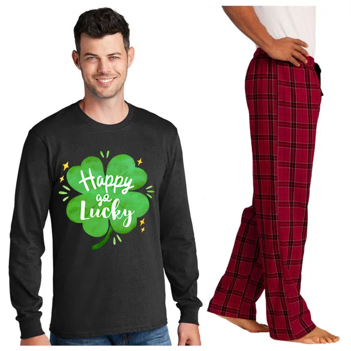 Happy Go Lucky Shamrock Saint Patrick's Day Great Gift Long Sleeve Pajama Set