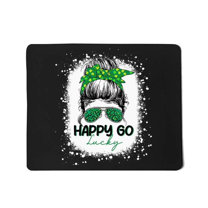 Happy Go Lucky Messy Bun Shamrock St Patrick's Day Mousepad