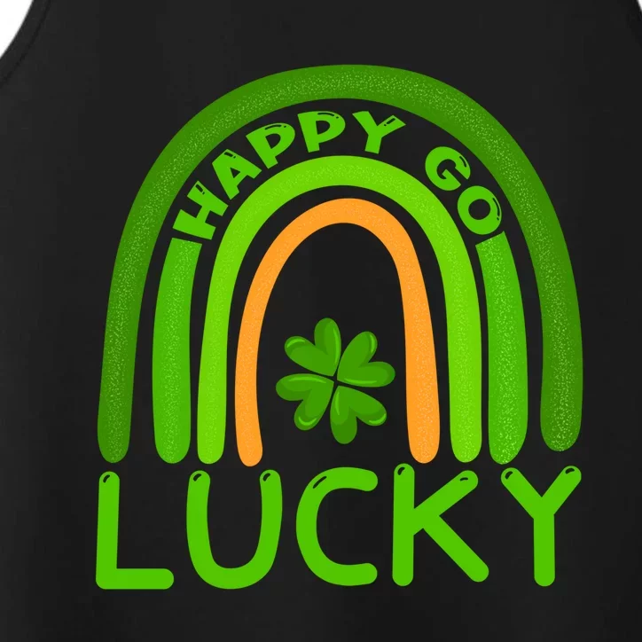 Happy Go Lucky Shamrock St Patrick's Day Meaningful Gift Performance Tank