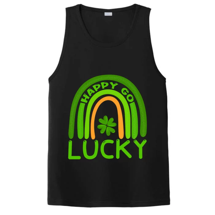 Happy Go Lucky Shamrock St Patrick's Day Meaningful Gift Performance Tank