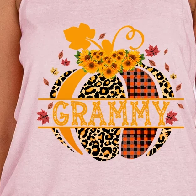 Halloween Grammy Leopard Pumpkin Grandma Fall Season Cute Gift Women's Knotted Racerback Tank