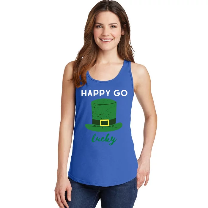 Happy Go Lucky St Patricks Day Leprechaun Hat Design Irish Gift Ladies Essential Tank