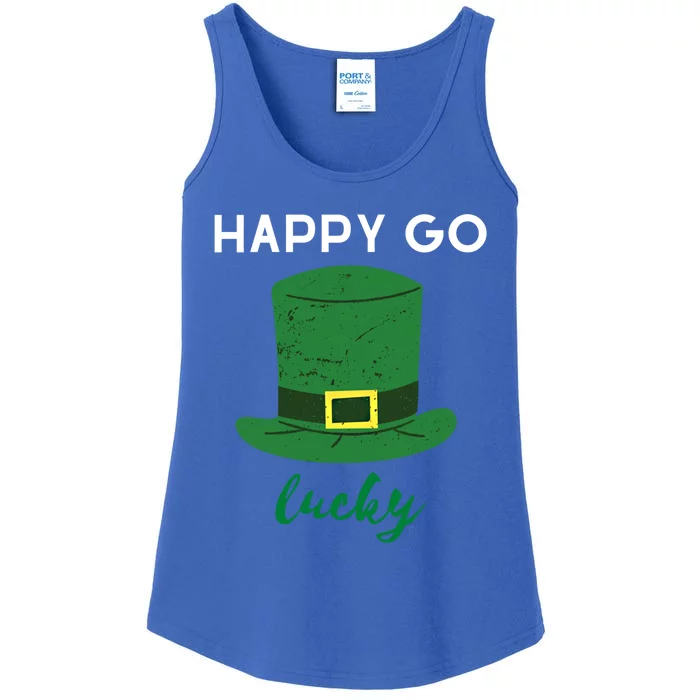 Happy Go Lucky St Patricks Day Leprechaun Hat Design Irish Gift Ladies Essential Tank