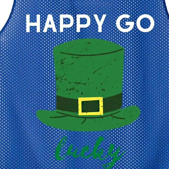 Happy Go Lucky St Patricks Day Leprechaun Hat Design Irish Gift Mesh Reversible Basketball Jersey Tank