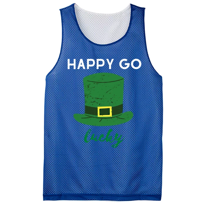 Happy Go Lucky St Patricks Day Leprechaun Hat Design Irish Gift Mesh Reversible Basketball Jersey Tank