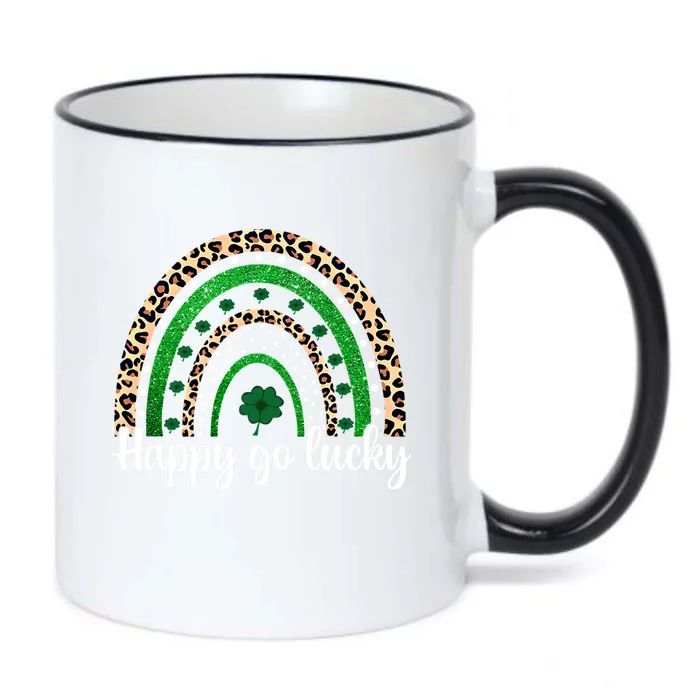 Happy Go Lucky St Patricks Day Rainbow Lucky Clover Shamrock Gift Black Color Changing Mug