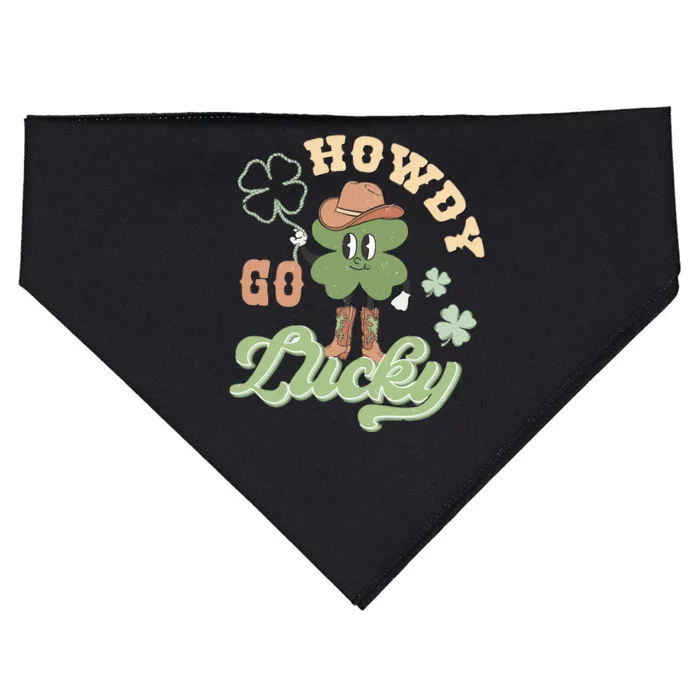 Howdy Go Lucky Funny St Patrick's Day Western Cowboy Lucky Vibes USA-Made Doggie Bandana