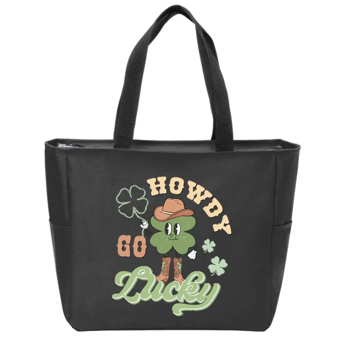 Howdy Go Lucky Funny St Patrick's Day Western Cowboy Lucky Vibes Zip Tote Bag